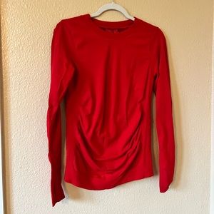 Red Athleta Long-Sleeved Workout Top
